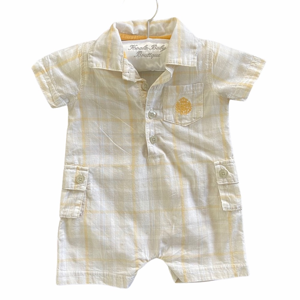 Koala Baby Jumper Shorts Romper Outfit Newborn 5-9lbs 100% Cotton Plaid Henley